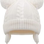 Gajraj Baby Boys Girls Super Cute Warm Winter Woolen Skull Beanie Cap with Fur Inside| Double Pompom Baby Hat (Age: 6 Months to 6 Years)