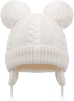 Gajraj Baby Boys Girls Super Cute Warm Winter Woolen Skull Beanie Cap with Fur Inside| Double Pompom Baby Hat (Age: 6 Months to 6 Years)