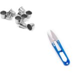 CRAFTS HAVELI Sewing Combo – 4 Pc Thimble Set & 1 Pc Thread Cutter for Home Sewing, DIY Repairs & Tailoring Tools