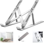 Adjustable Aluminium Laptop Stand, Portable Folding Design, Multi-Function Holder for Laptop, Tablet, Mobile Phone, Silver - Image 2