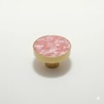 Evgor Studios Cabinet Knob with Pink Mother of Pearl Inlay, Gold Brass Finish, Round Hardware Pull for Cabinet,Chest of Drawer,sidetable etc(Pack of 2) - Image 2