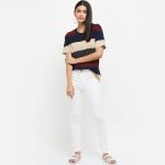 Max Women's Cotton Regular Fit Striped Round Neck T-Shirt - Image 2