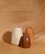 PUREZENTO Rustic Ceramic Bud Vase - Set of 3 | Centerpiece & Showpiece for Home Decor, Living Room, Bookshelf & Tabletop Styling | Decorative Vase for Pampas Grass, Dried & Artificial Flowers - Image 9