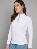 Dream Beauty Fashion Women's Half Zip Mock Neck Long Sleeve Slim Fit Casual Tee Top, 23" inches (Thar-01-P) - Image 6