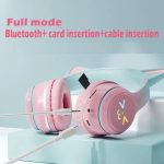 Wireless Kids Headphones For Girls Over Ear Bluetooth Cat Ear Led Light Up Children Volume Limited Foldable For Kids School Travel Music (Black) - Image 6
