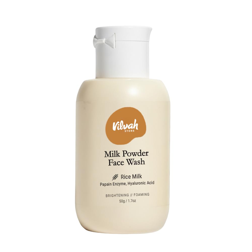 41vgsmTM-RL._SL1000_.jpg Vilvah Milk Powder Face Wash | Rice Powder Cleanser for Deep Cleansing & Gentle Exfoliation | Brightens, Hydrates & Evens Skin Tone | Strengthens Barrier & Balances Skin pH | For Normal to Oily Skin | 50 g - Image 1