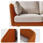 Modern Luxury Velvet Contemperory Sofa Couch with Cushion Stylish Design Sofa for Your Living Room, Bedroom, Hall, Office (3+1+1 (Leather Tan & Velvet Beige)) - Image 3