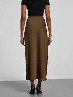 Jawdrobe Women's High Waist Satin Skirt A-Line Concealed Side Zipper Skirts for Woman - Image 3