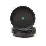 TrustBasket UV Treated Round Bottom Tray/Plate/Saucer Suitable for 10 inch Round Plastic Pot (Black Color) - Set of 12 | Heavy Duty Durable Plant saucerGamla for Indoor & Outdoor Balcony Garden