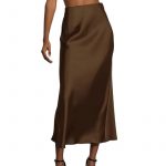 Jawdrobe Women's High Waist Satin Skirt A-Line Concealed Side Zipper Skirts for Woman