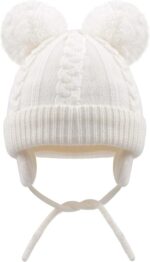 Gajraj Baby Boys Girls Super Cute Warm Winter Woolen Skull Beanie Cap with Fur Inside| Double Pompom Baby Hat (Age: 6 Months to 6 Years) - Image 2