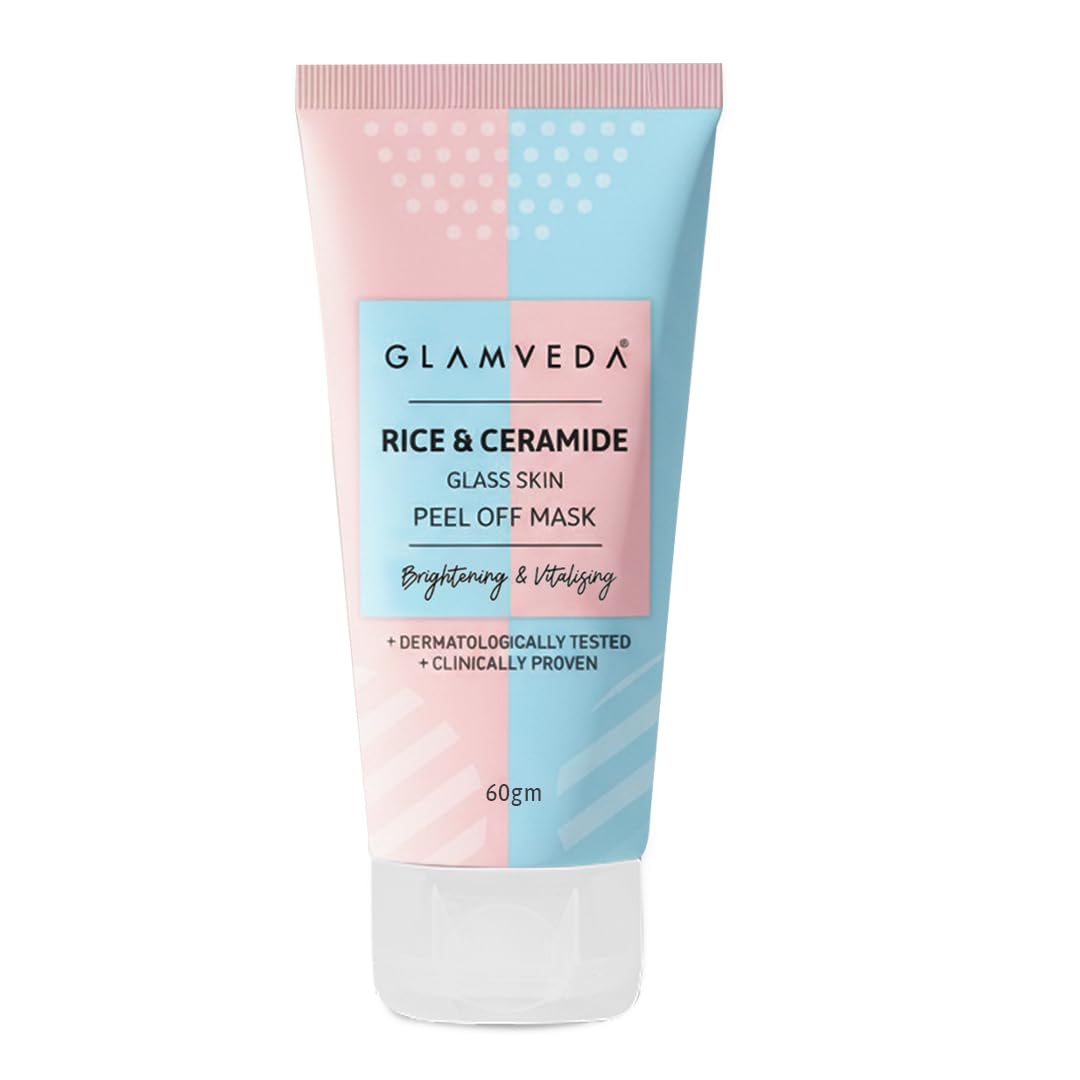 41zkMxKSyCL._SL1080_.jpg Glamveda Rice & Ceramide Korean Glass Skin Peel off Mask | Reduces Signs of Ageing | For Dry & Dull Skin Brightening & Even Tones Complexion | Peel off Face Mask for Men & Women | 60gm - Image 1