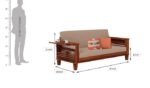 STRATA FURNITURE Sheesham Wood 3 Seater Sofa Set for Living Room Office Home Wooden Sofa Cum Bed with Side Magzine Newspaper Holder (Honey Finish) - Image 2