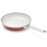 Ember Cookware Arcilla Ceramic Frying Pan 24 cm | 5-Year Warranty | 75% Less -Oil Usage | Lightweight, Non-Toxic Non-Stick Ceramic Frypan | Steel Handle- Induction & Oven Compatible | Terracotta
