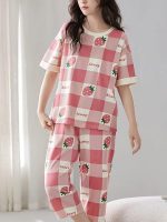 Women Capri Pajama Set Korean Style Nightsuit Soft Breathable Top and Mid Length Pants Lightweight Loose Fit Nightwear Loungewear - Image 3