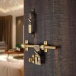 Vreni Square Mold Golden Single & Double Door Set | Elegant Hardware Kit for Home and Office Doors, Brass Antique Finish (Brown Twist) - Image 4