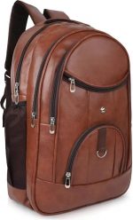 Premium Brown Leather Backpack Set, Durable Laptop & Travel Bags for Men and Women, Stylish Office, College & Casual Use, Multi-Compartment Design (Royal Infinity) - Image 3