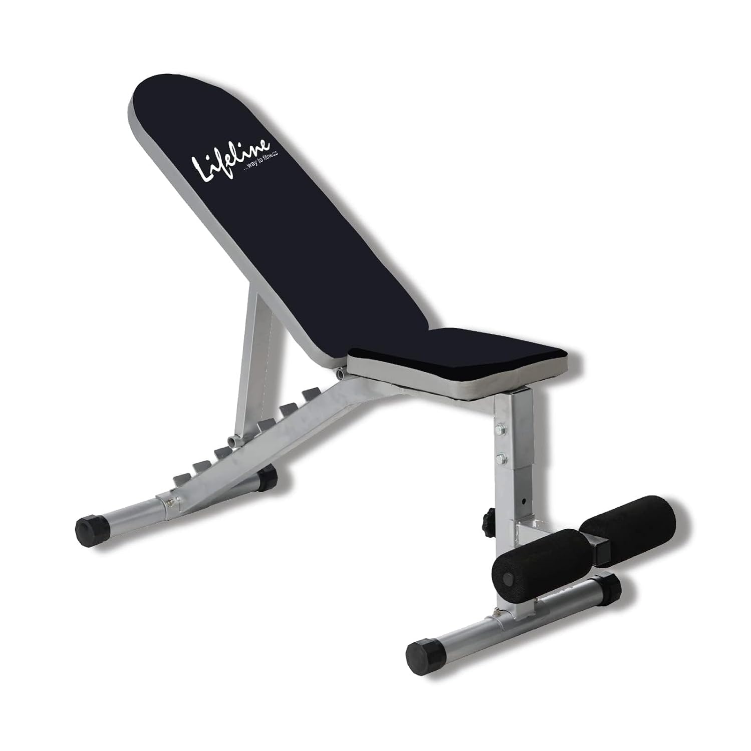 51-O6UujoqL._SL1500_.jpg Life Line LB 311 Adjustable Gym Bench for Home | 8-Levels Flat, Incline & Decline Workout Bench with Leg Support | Full Body Strength Training Bench Press for Home Gym | Free Installation Assistance - Image 1