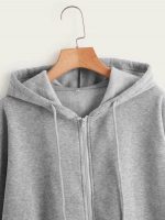 Casual Solid Full Sleeves Women Stylish Hooded Neck Fleece Zipper Hoodie for Winter - Image 2
