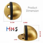 MHS Half Moon Stainless Steel Safety Door Stopper, Floor Mount Half Dome Door Stopper with Rubber Bumper, Heavy-Duty Door Stop Bumper & Wall Protector, Includes Screws & Wall Plugs (1, Antique Brass) - Image 2