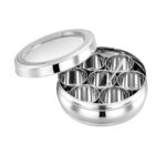 Stainless Steel Masala Dabba 1200ml | Spice Storage Box with Transparent Glass Lid | Masala Dani for Kitchen | Airtight & Rust-Free Masala Container | Silver (Pack of 1) - Image 2