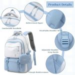LUXONIX Cute Bow Cartoon School Bag College Laptop Backpack for Women & Teens with Zipper Pouch | 18 Inch Book Backpack - Cute Accessory | Travel - Camping, Tuition, Coaching - Image 5