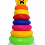 Pyramid 7 Ring Stacking Toy for Babies with Bear Topper | Colorful Rainbow Rings | Educational Learning Toy for Kids 1–3 Years | Includes 1 Stacking Base, 7 Rings, 1 Bear Topper