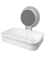 Self-Adhesive Soap Holder for Bathroom & Shower | No-Drill Wall Mount Soap Dish | Portable Soap Case for Kitchen Sink, Travel, and Camping Accessories (Pack of 1, White & Grey)