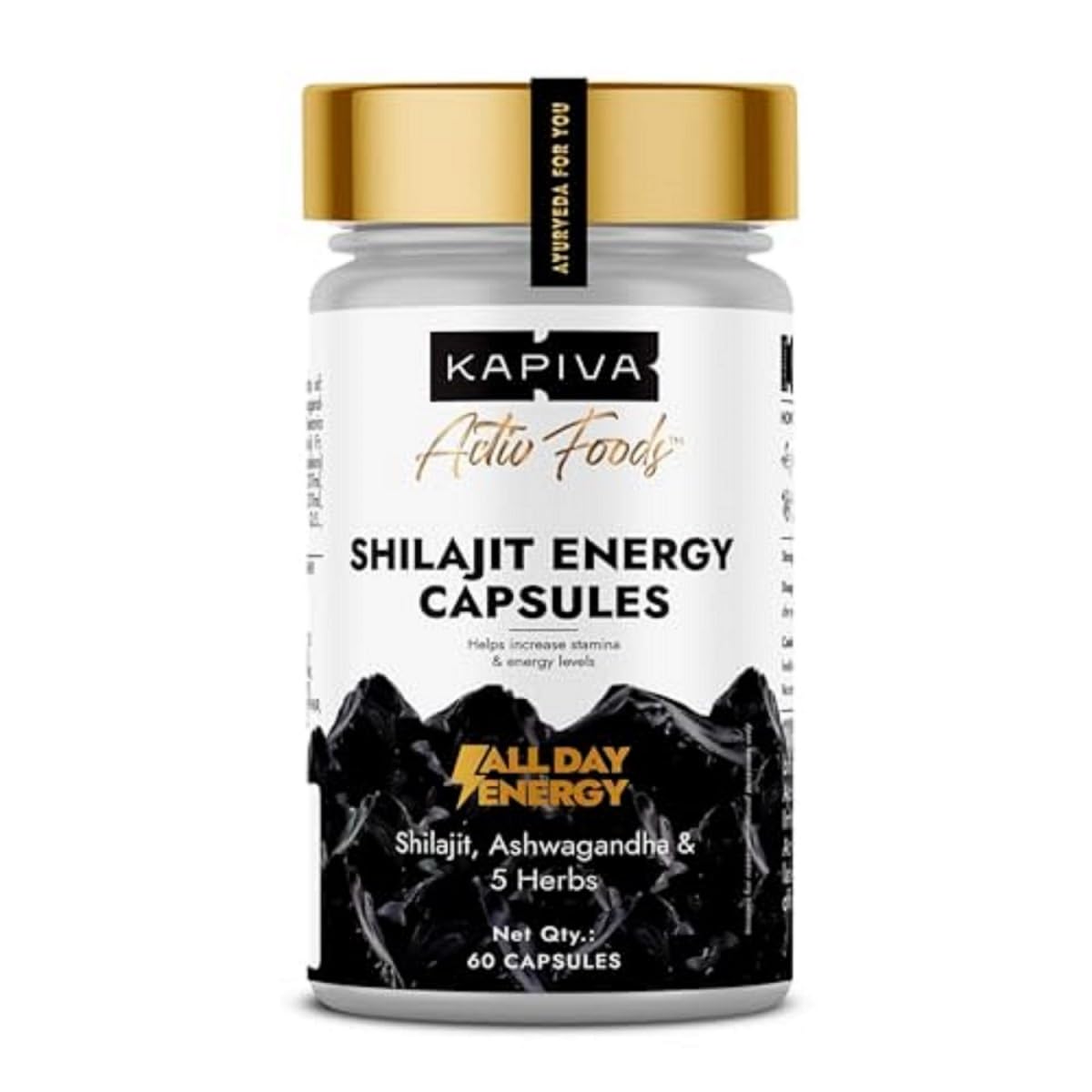 510fA4Iu7GL._SL1200_.jpg Kapiva Shilajit/Shilajeet Energy 60 Capsules | Made with 100% Pure Shilajit | For All Day Energy & Stamina | With Ashwagandha,Gokshura | Contains 12 Vitamins & 13 Minerals - Image 1