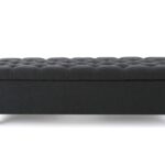 LEGACY OF COMFORT Teak Wood Amalfi 2 Seater Sofa Upholstered Ottoman Bench With Storage, For Living Room, Bedroom, Entryway (Dark Grey)