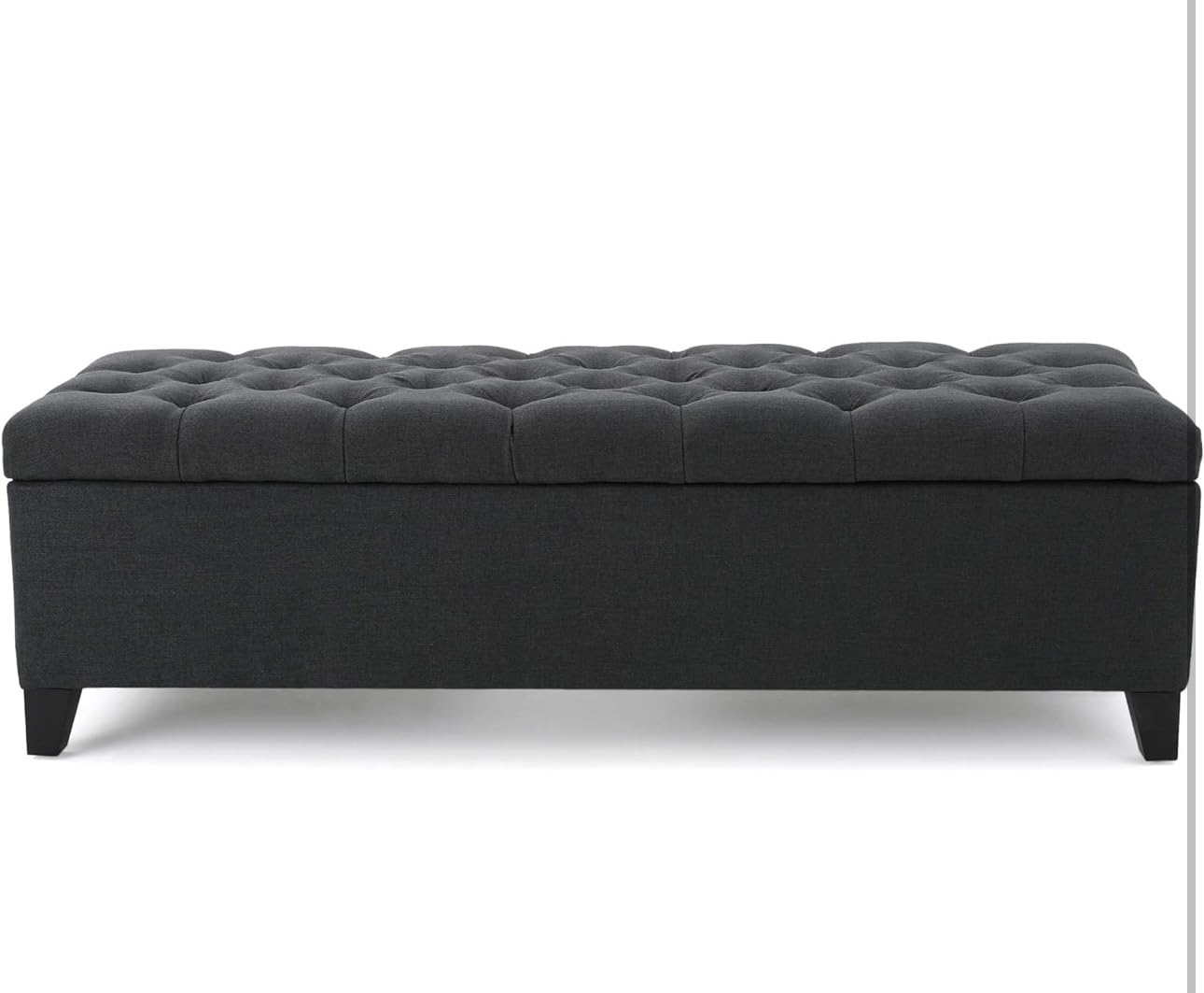 511IBVo6aWL._SL1290_.jpg LEGACY OF COMFORT Teak Wood Amalfi 2 Seater Sofa Upholstered Ottoman Bench With Storage, For Living Room, Bedroom, Entryway (Dark Grey) - Image 1