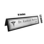Personalized Acrylic Desk Name Plate Signage - Custom Office Name Sign, Elegant Gift For Doctors, Advocates & Professionals (10 X 2.5 Inches, Clear & Durable) (Brushed Silver) - Image 3