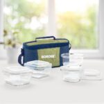Borosil Ace Universal Lunchbox with Bag | 4pc (320ml x 2 Square + 240ml x 2 Round) Container Set | Made in India Borosilicate Glass | Microwave & Dishwasher Safe Tiffin for Office, College & School - Image 2
