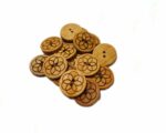 Ekta Enterprise Wooden Big Size Flower Designed Button Dia. 25mm, 2 Holed Buttons for Clothing, Curtains, Designer Collection of Ethnic Ware, Ladies Kurties, Sewing, DIY Art and Craft Pack of 50 - Image 2