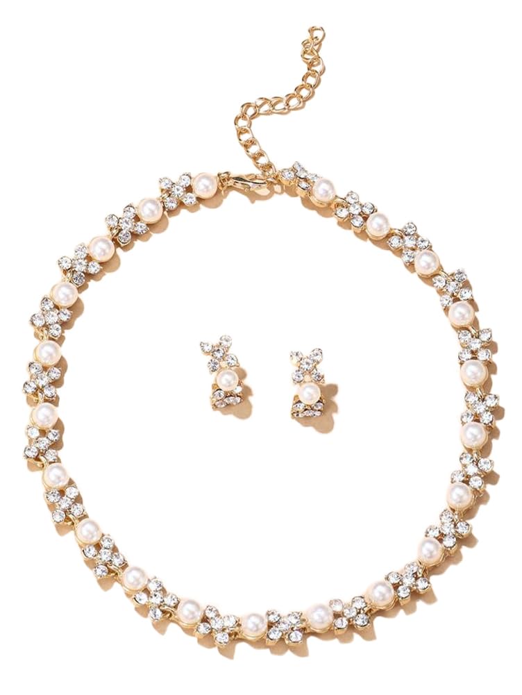 512CO76fHOL._SL1001_.jpg Shining Diva Fashion Necklace Jewellery Set for Women Latest Stylish Design Fancy Pearl Choker (15219s) - Image 1