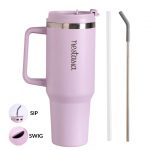 Nestasia GripSip40 Tumbler with Straw & Side Handle 1.2L | Insulated Stainless Steel Sipper Water Bottle for Adults with Dual Flip Opening Sip-Swig Leakproof Lid for Office & Gym (Lilac Haze) - Image 9