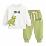COZIE Baby Boys & Girls Hosiery Cotton Full Sleeve T-Shirt and Jogger Pant Set, Dinosaur Print Soft Comfortable Casual Wear Clothing Set