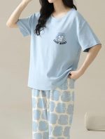 Women T-Shirt & Capri Pants Night Suit Set, Printed Casual Sleepwear for Women, Soft Lounge Wear Co-Ord Set Home Comfort - Image 2