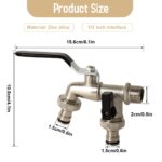 HASTHIP® Water Tap, Garden Faucet Splitter, 1 in 2 Out Zinc Alloy Hose Y-Connector, Dual Water Tap Adapter with Individual Shut-Off Valves for Garden, Lawn & Outdoor Irrigation - Image 2