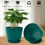 StyleX Store Plastic Round Flower Pots with Drainage Hole Saucers | Durable Outdoor Indoor Wave Pattern Planters with Tray Plant Container for Garden Office, Balcony and Home (Set of 5,Z (Multicolor) - Image 5