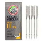 Premium Organ Art and Craft Stainless Steel Needles | Size 11, 14, 16, 18, 21 | HAx1 - 11/75, 14/90, 16/100, 18/110| Set of 05 Needles Each | Home Use Sewing Machine Needle (4 Packets) Total 20 Pcs | Type : One Side Flat - Image 4