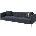 Furny Styling 3 Seater Fabric Sofa Set (Dark Grey) | Soft Velvet Fabric | Modern Design | Comfortable Seating | Living Room Furniture - Image 5