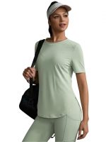 Celary Woman's Activewear Gym T-Shirt|Korean Gym Workout T-Shirt|Lightweight Breathable Workout Gym Top|Breathable Round Neck T Shirts for Training, Running, Gym, Yoga, Badminton, Pickleball