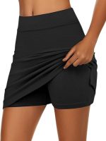 Nora Nico Women's & Girls High Rise Flared Skorts Stretchy Opaque Skater Skirts with Shorts with Side Pocket