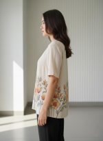 Bollyclues Women’s Floral Printed Top | Soft Polycotton V-Neck Short Sleeve Tunic for Casual & Office Wear | Comfortable Ladies Top - Image 3