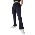 BlissClub Ultimate Flare Pants for Women Upto 5'4 ft | Ribbed Waistband, 4 Pockets | High Waist Trousers and Formal Pants for Office wear