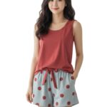 Celary Korean Women Pyjama Set |Cute Printed Sleeveless Cotton Blend Top & Shorts Pyjama Set | Soft Breathable Summer Sleepwear & Loungewear for Ladies | Shorts Set for Women