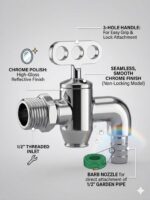 Lockable Garden Tap 1/2"– Monkey-Proof & Tamper-Proof Outdoor Water Faucet Tap – Rust-Resistant Chrome Plated Steel Bibcock for Home & Commercial Use (Lock not Included) - Image 6