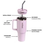 Nestasia GripSip40 Tumbler with Straw & Side Handle 1.2L | Insulated Stainless Steel Sipper Water Bottle for Adults with Dual Flip Opening Sip-Swig Leakproof Lid for Office & Gym (Lilac Haze) - Image 6