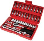 46 in 1 Pcs Tool Kit and Screwdriver and Socket Set Multi Purpose Tool Case Essential DIY Repair Tool Set for Home and Office (Multicolor) - Image 8